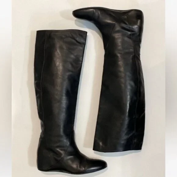 Laurel Over The Knee Covered Wedge Heel Boots Black Size 36 - Picture 6 of 16